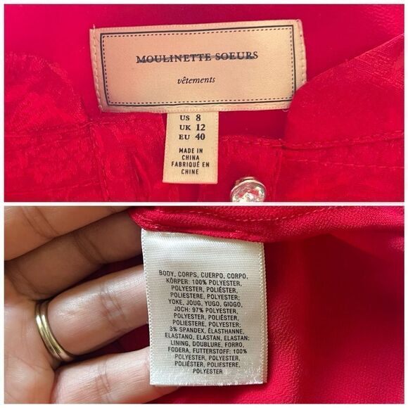Anthropologie Moulinette Soeurs Red Button blouse NWOT size 8 - Picture 7 of 7